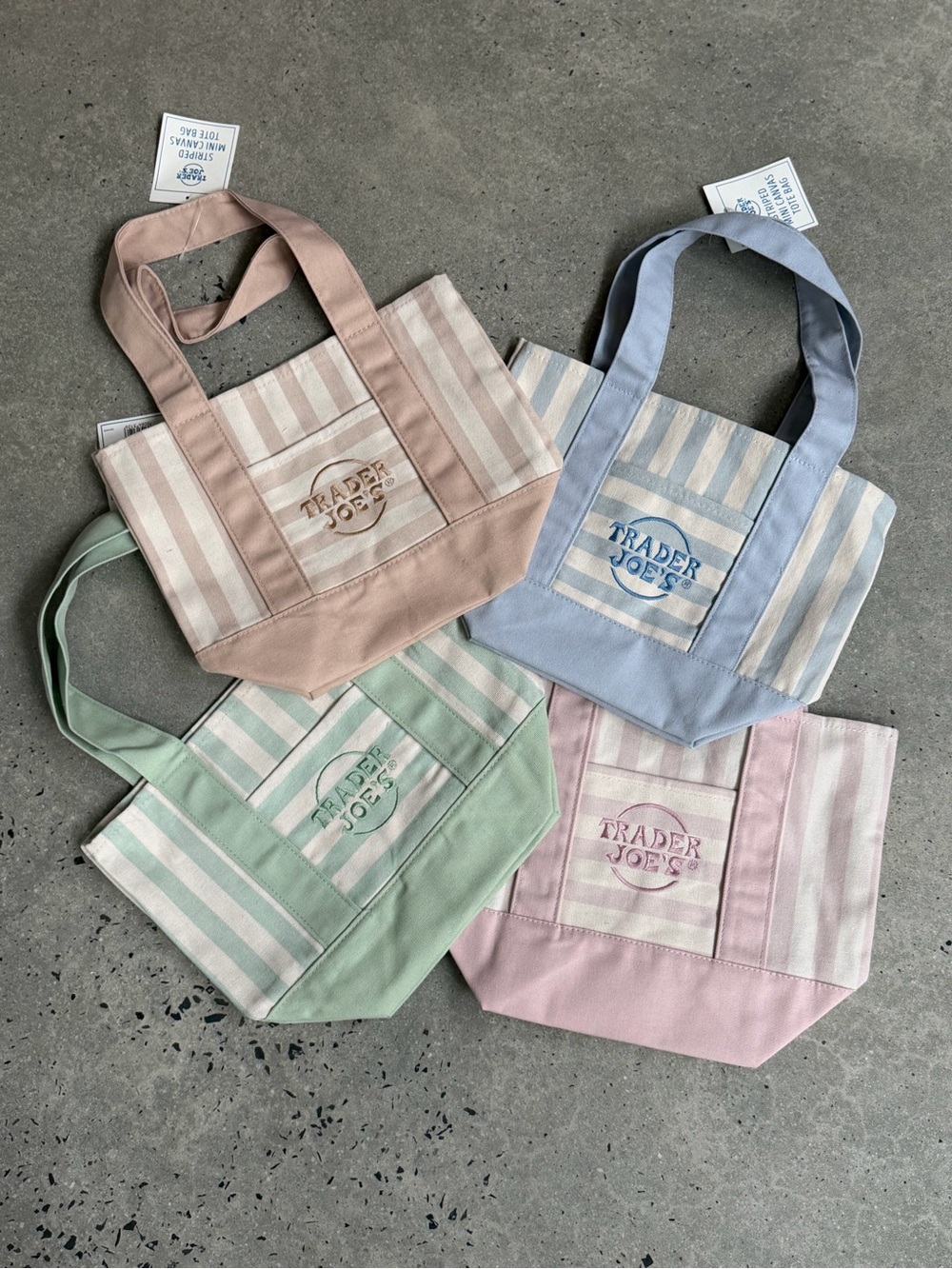 Trader Joe's striped mini totes. Set of 4.